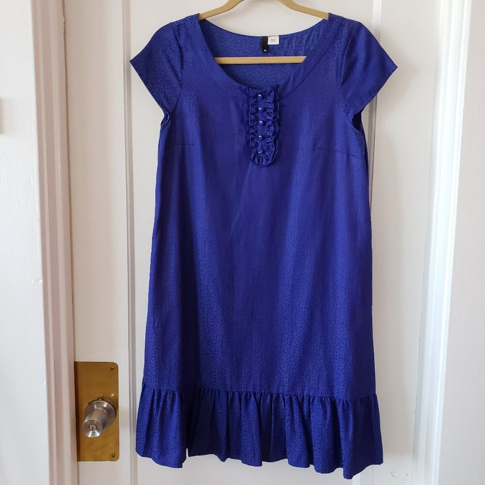 H&M Bright Blue Ruffle A-Line Mini Dress Size 8